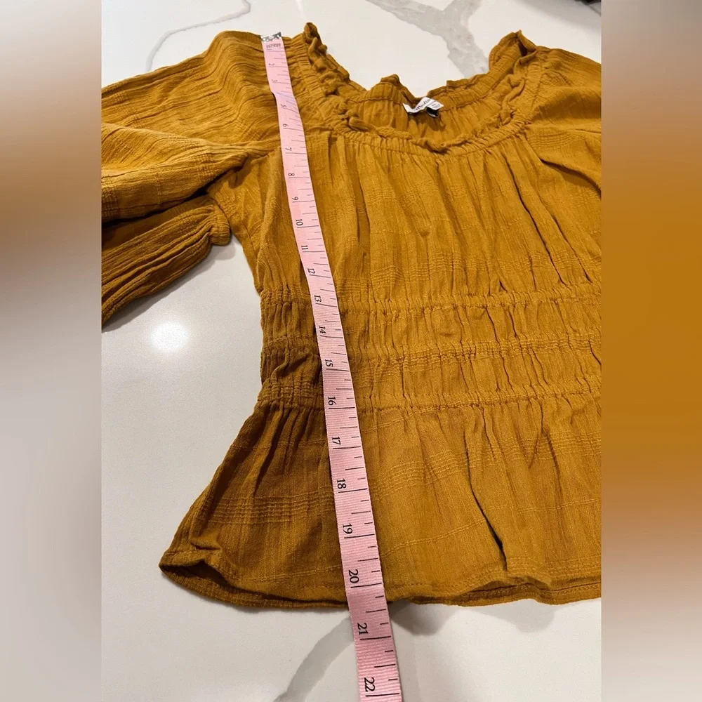 Madewell Sophia Textured Top‎ Antique Yellow Long Sleeve Size XS - Picture 11 of 13